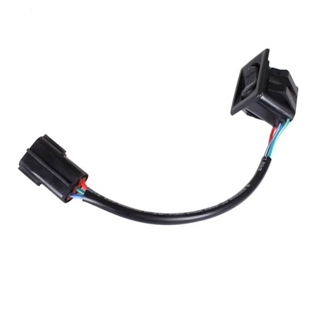 Black wiring harness with two keyed plastic connectors and colored wire section