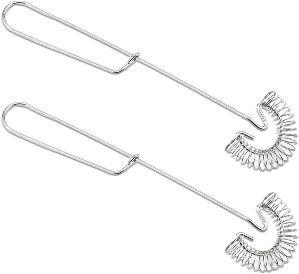 Stainless steel egg whisk pair featuring two wire coil heads on long handles