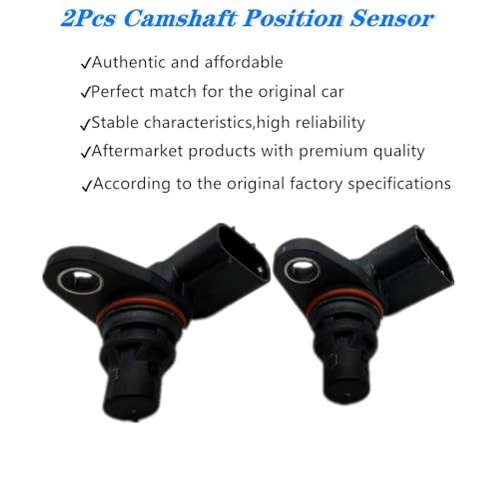 2 camshaft position sensors with black housings, orange seal rings, round connectors