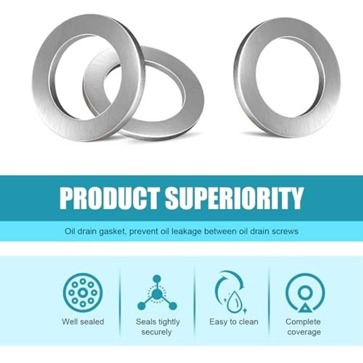 Aluminum oil drain plug crush washer gasket rings with central openings