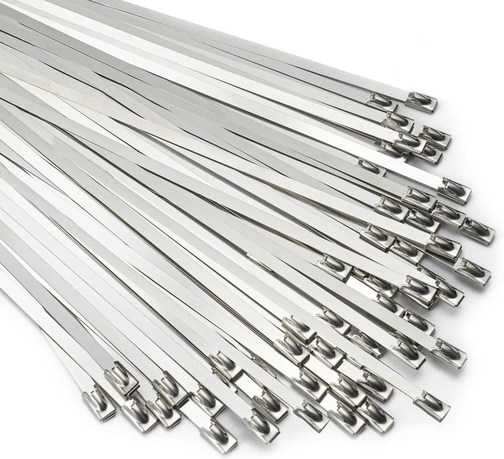 304 stainless steel metal zip ties, multiple long straps with locking heads