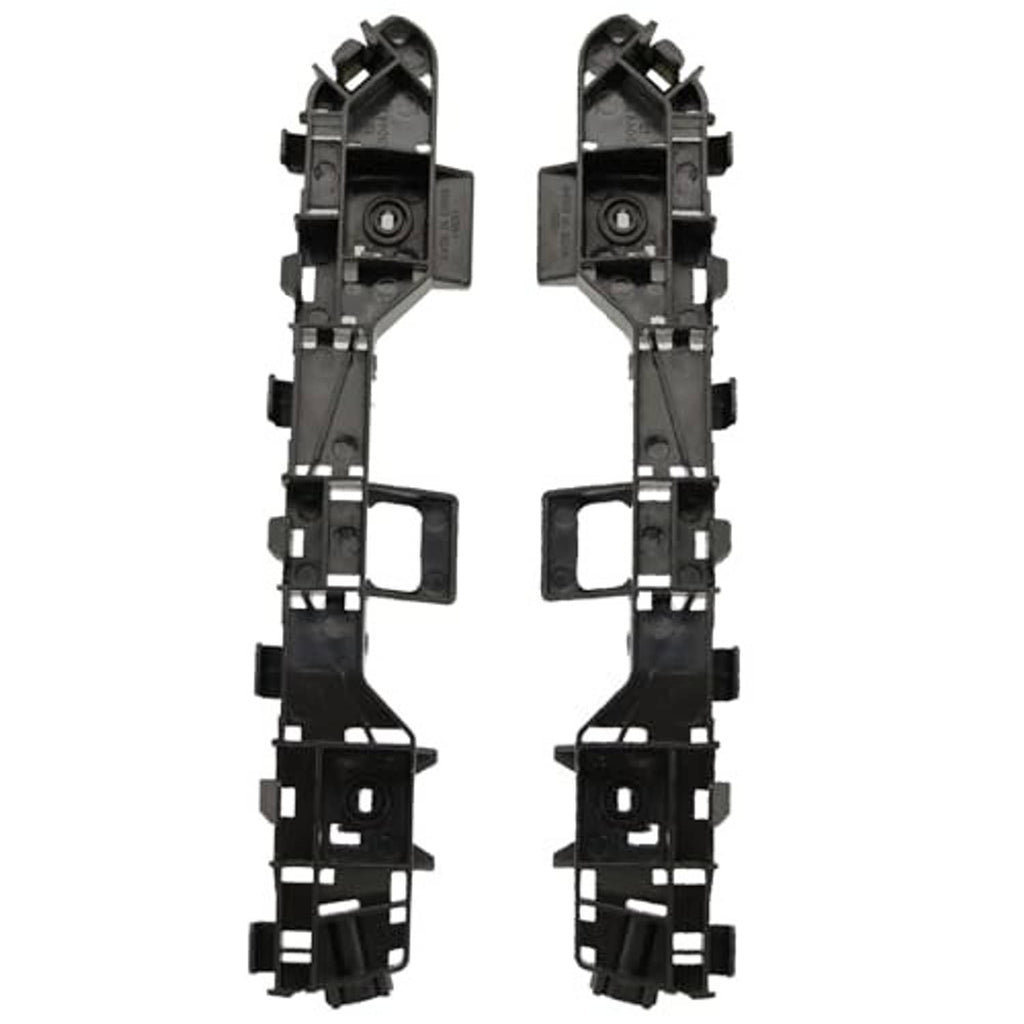 Two black front bumper brackets, left and right, with mounting tabs