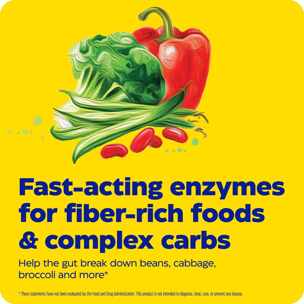 Enzymedica Bean Assist fast-acting enzymes for fiber-rich foods bottle with vegetable illustration