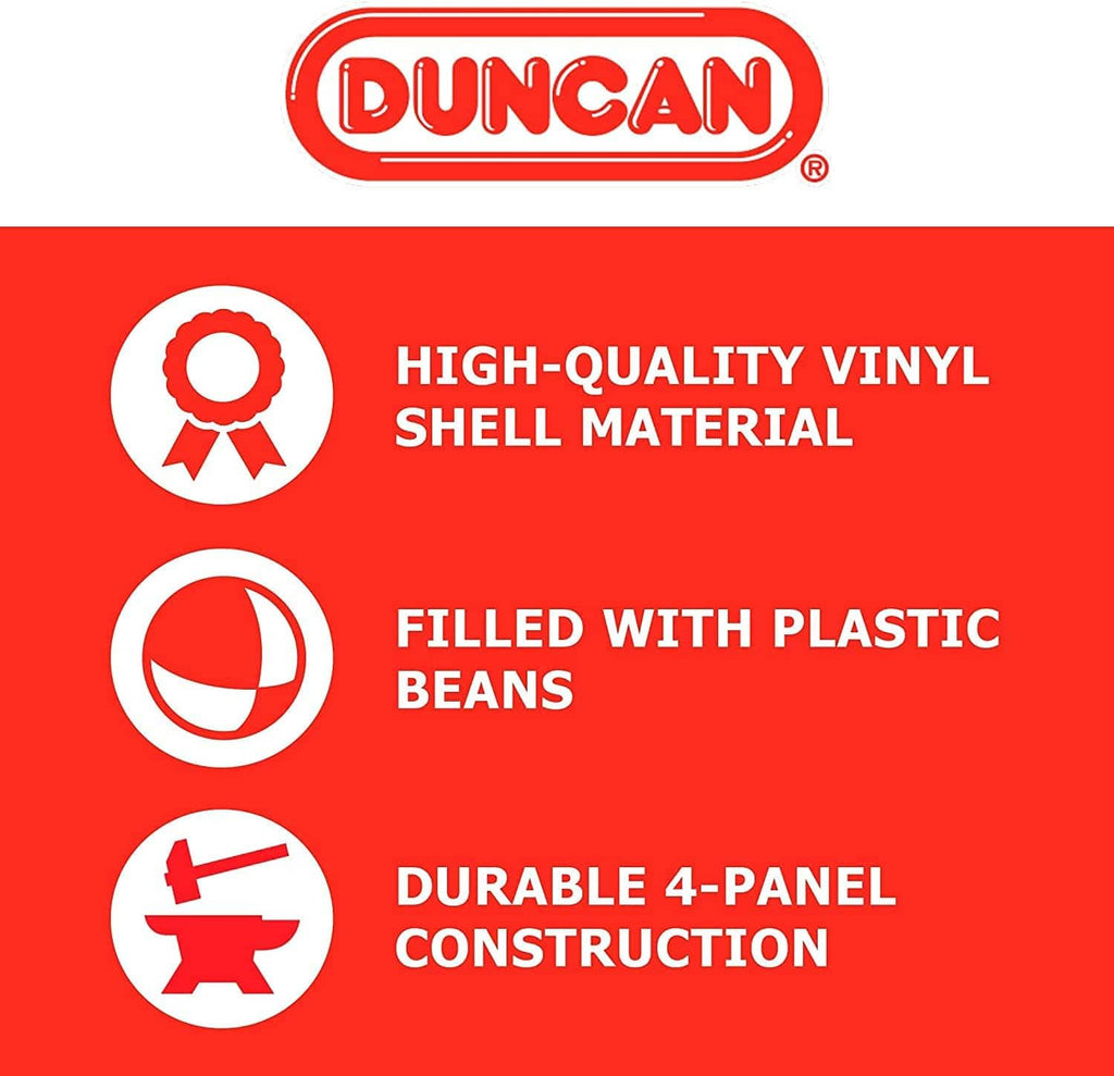 Vinyl juggling balls feature graphic: durable 4-panel construction, plastic-filled beads.