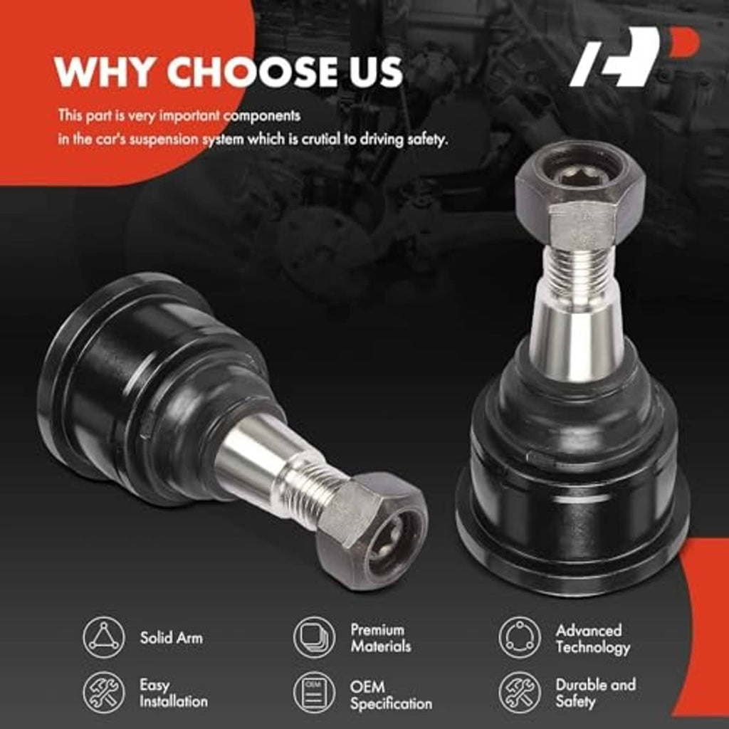 Set of ball joints with black boots, silver threaded studs, and metal mounting ends
