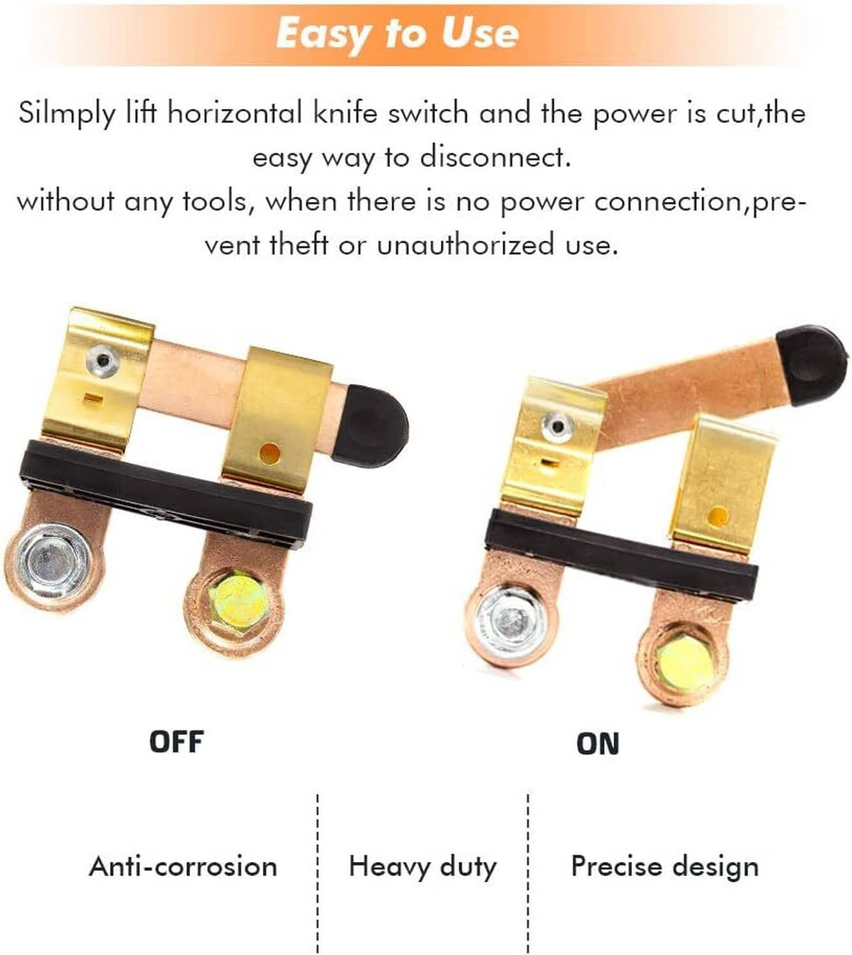 Battery disconnect switch with blade handle and side post terminals
