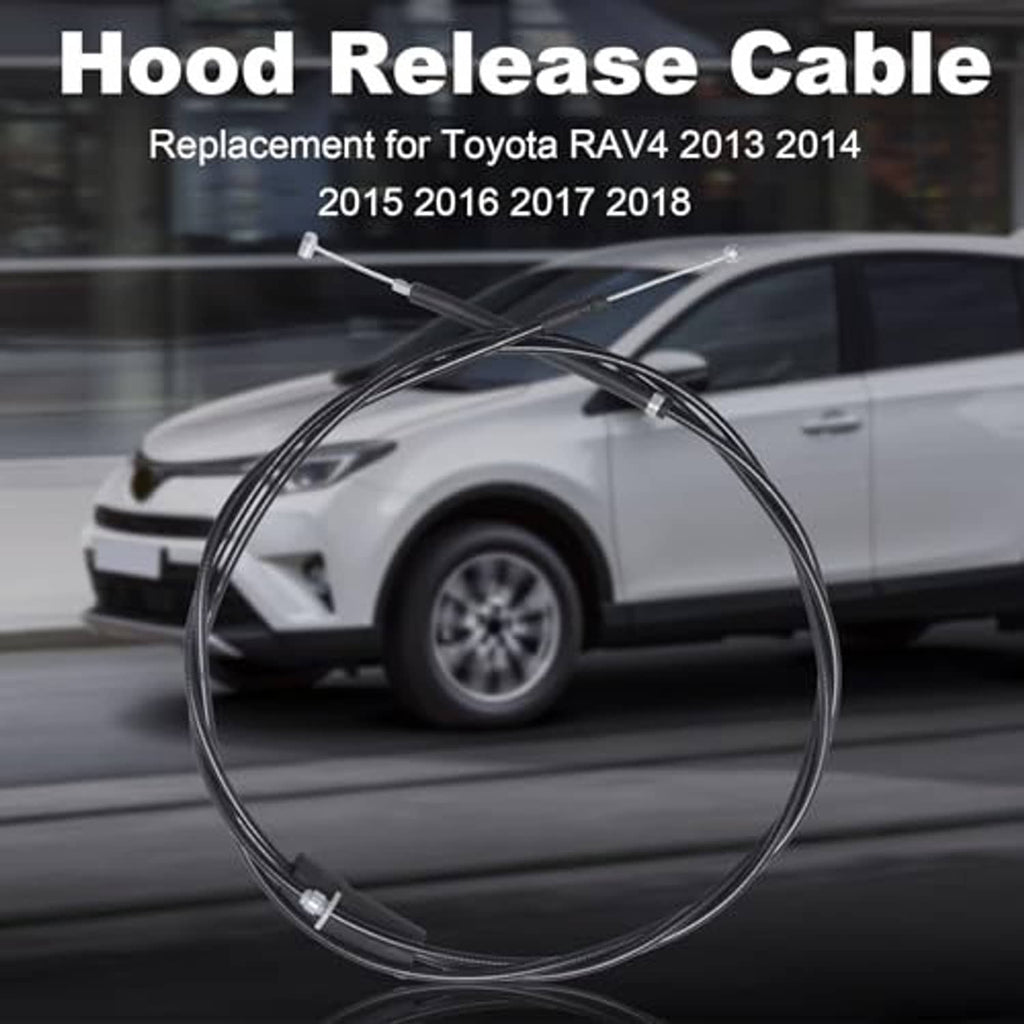 Hood release cable with crossed black cables and two silver ball terminals
