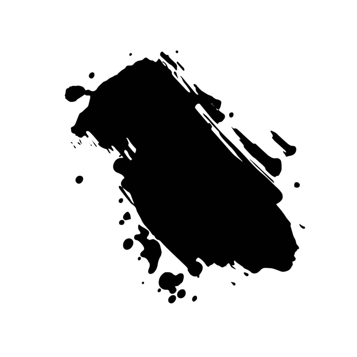 Thick black ink blot splash shape on a light background