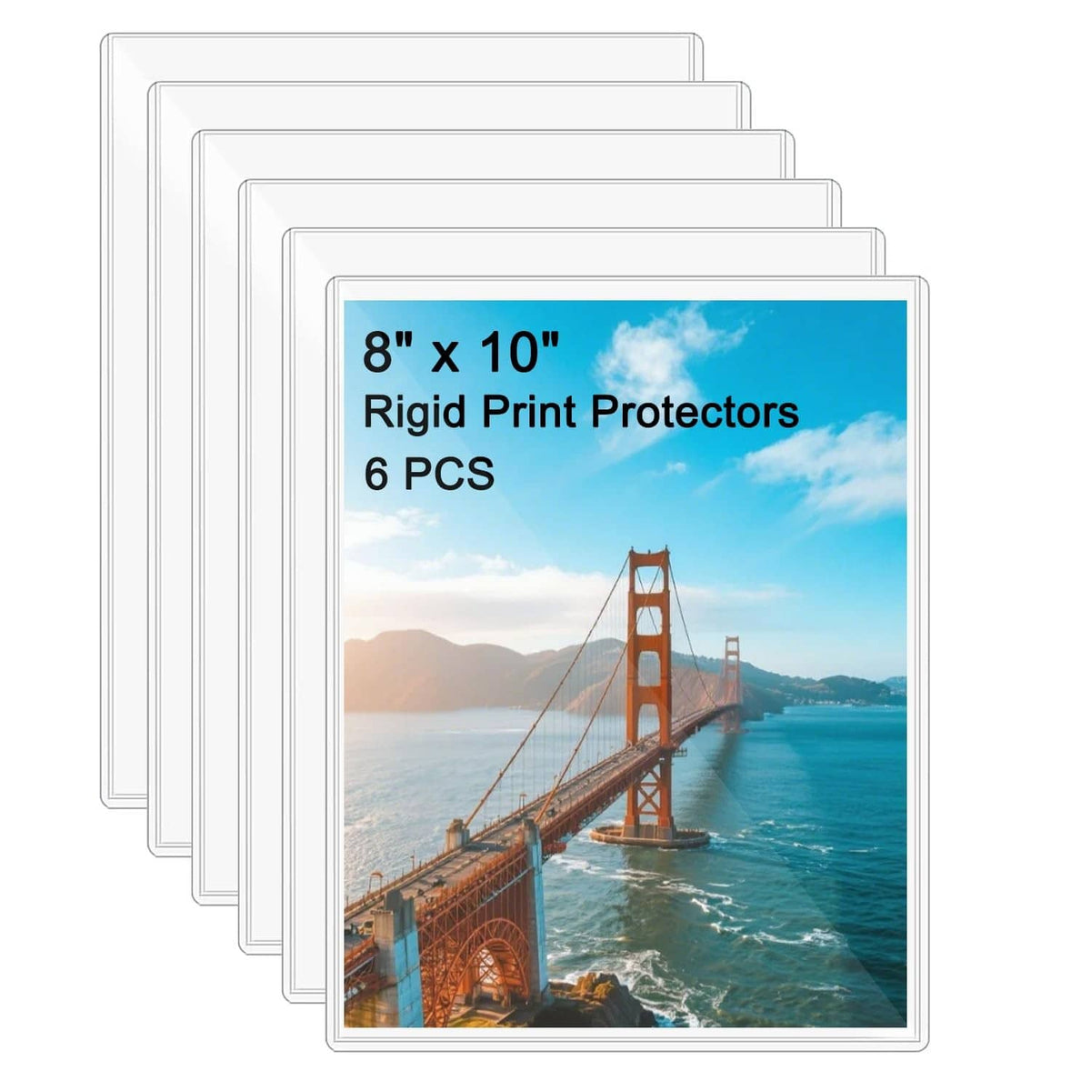 Clear rigid card sleeves, 8 x 10 in, waterproof print protectors (set of 6)