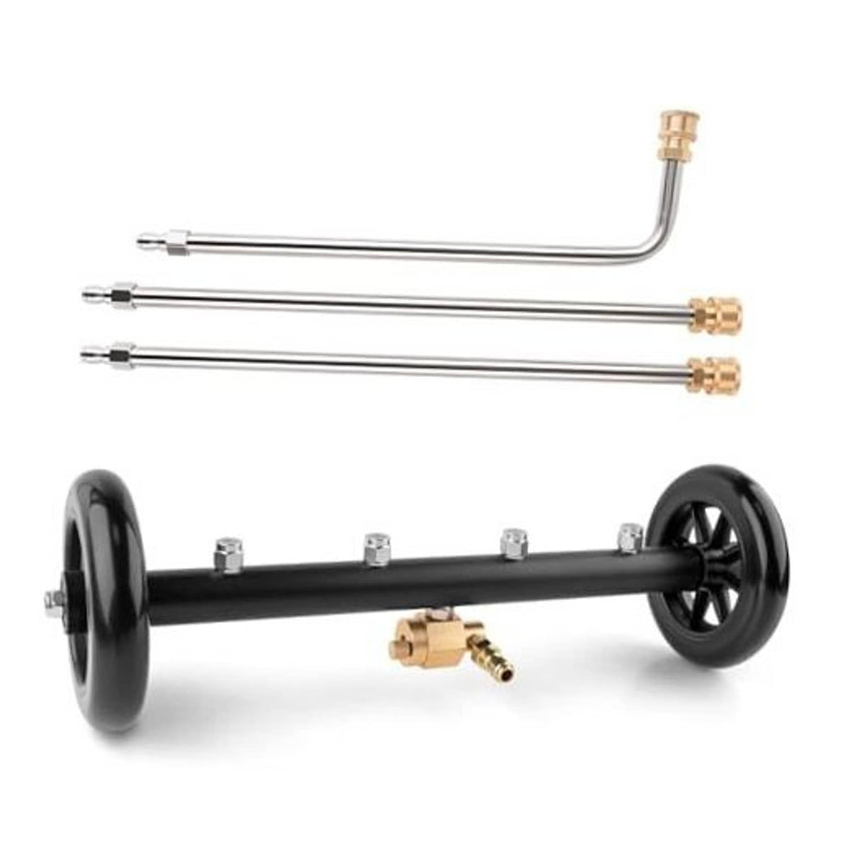 Undercarriage washer pressure sprayer with black frame and brass quick-connect wands