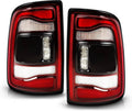 LED tail light assemblies with black bezels, red and clear lenses, vertical lamp modules.