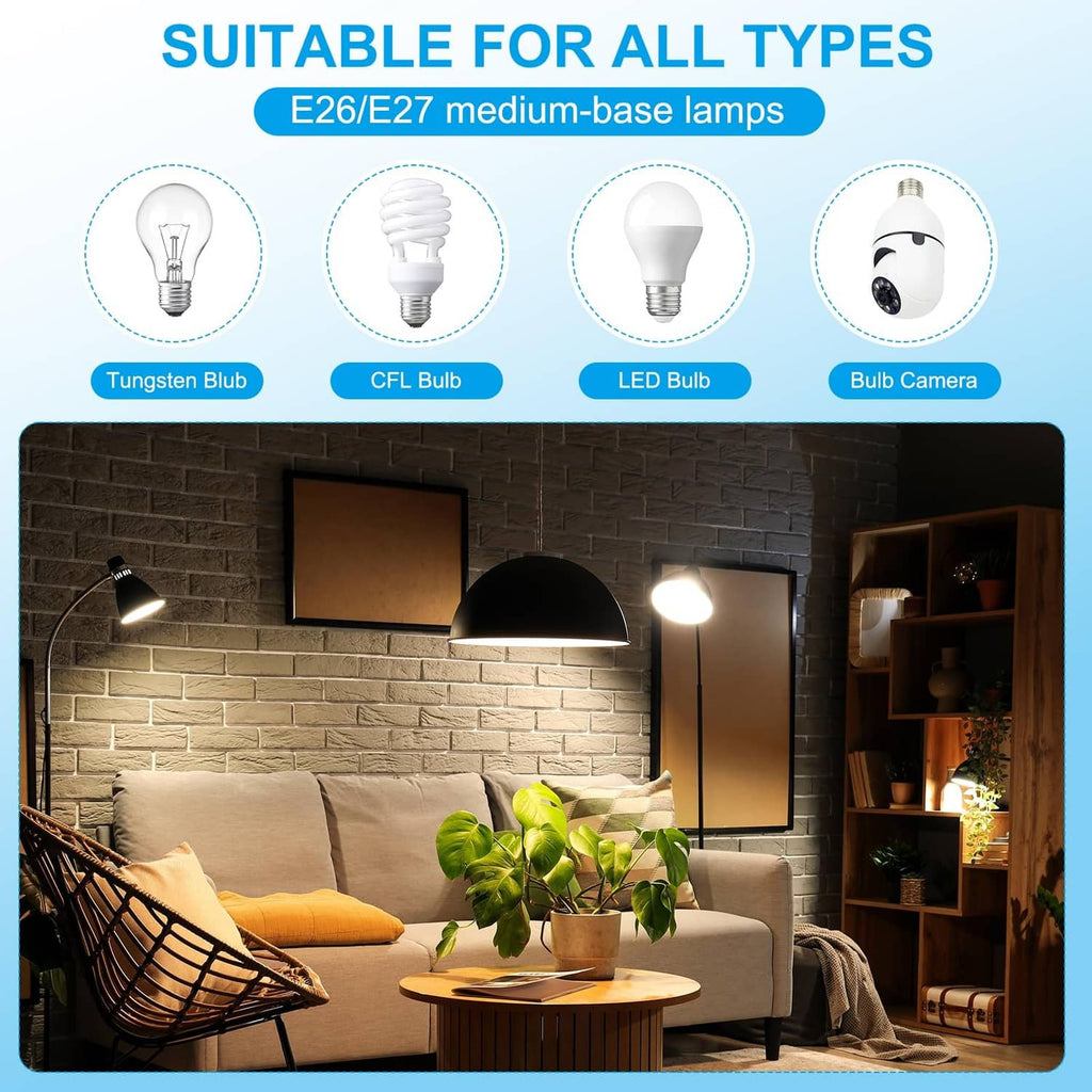 E26/E27 medium-base lamp socket extender set with flexible black housings