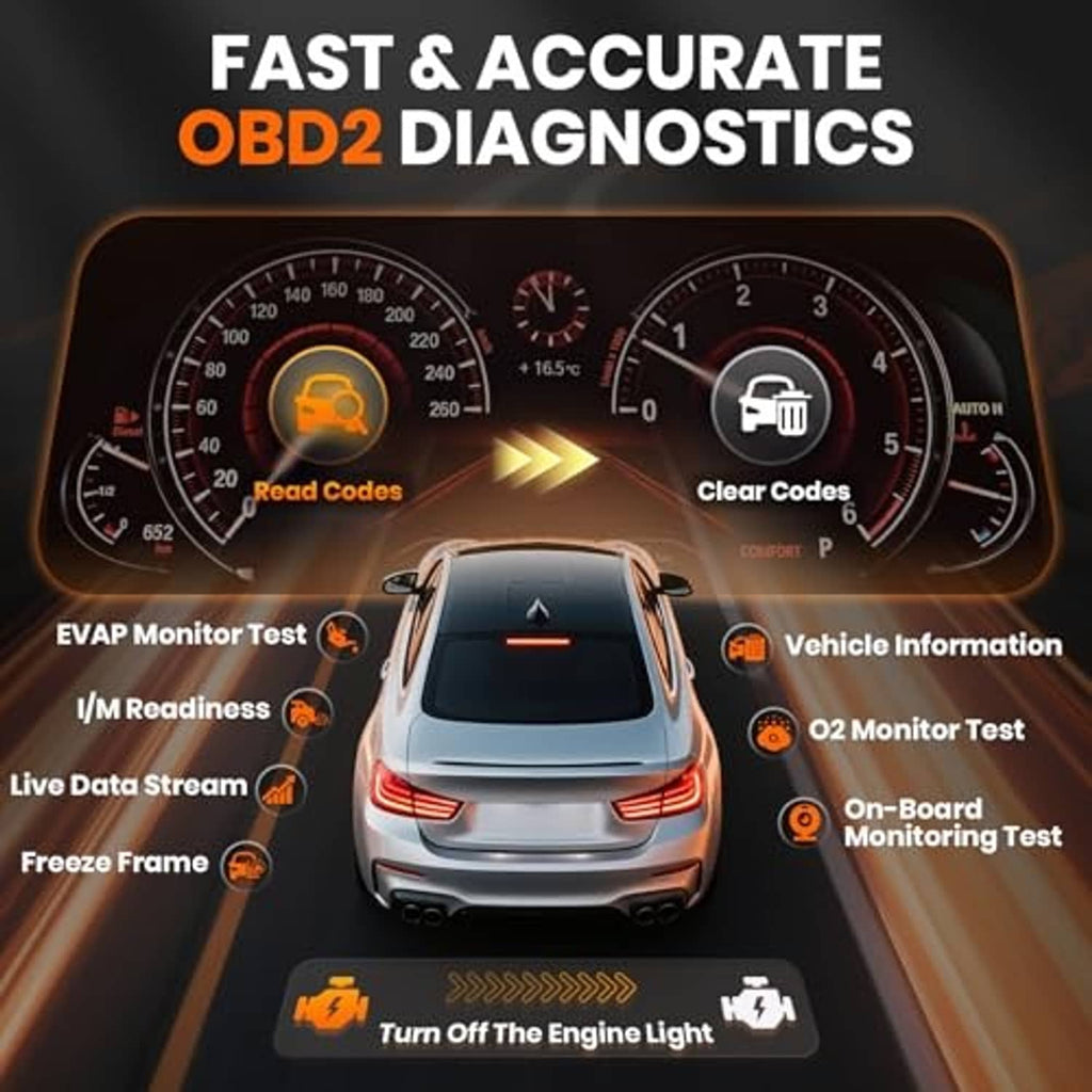 OBD2 diagnostic gauge dashboard display with readiness and monitor test indicators