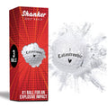 Shanker golf prank balls box with red exploding-impact graphics, 3 balls included