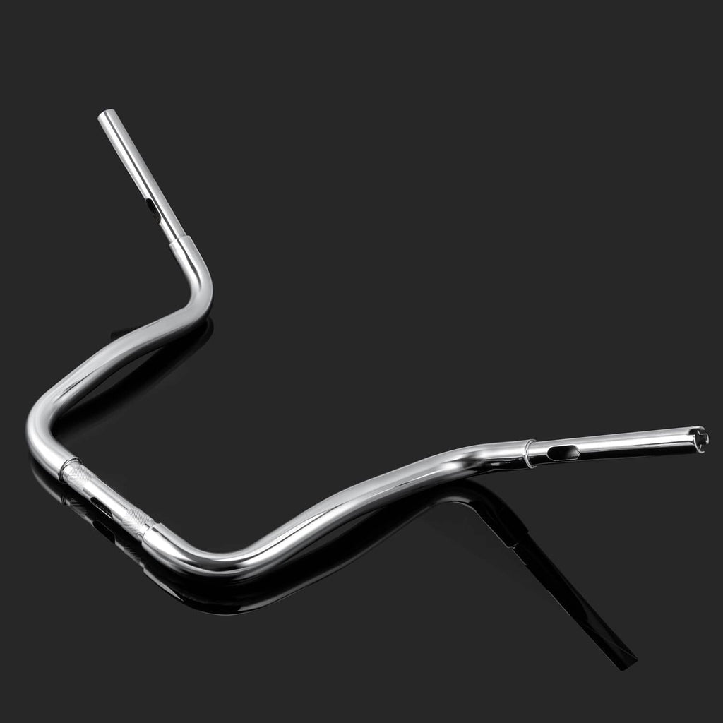 Chrome curved ape hanger handlebar with mounting bend