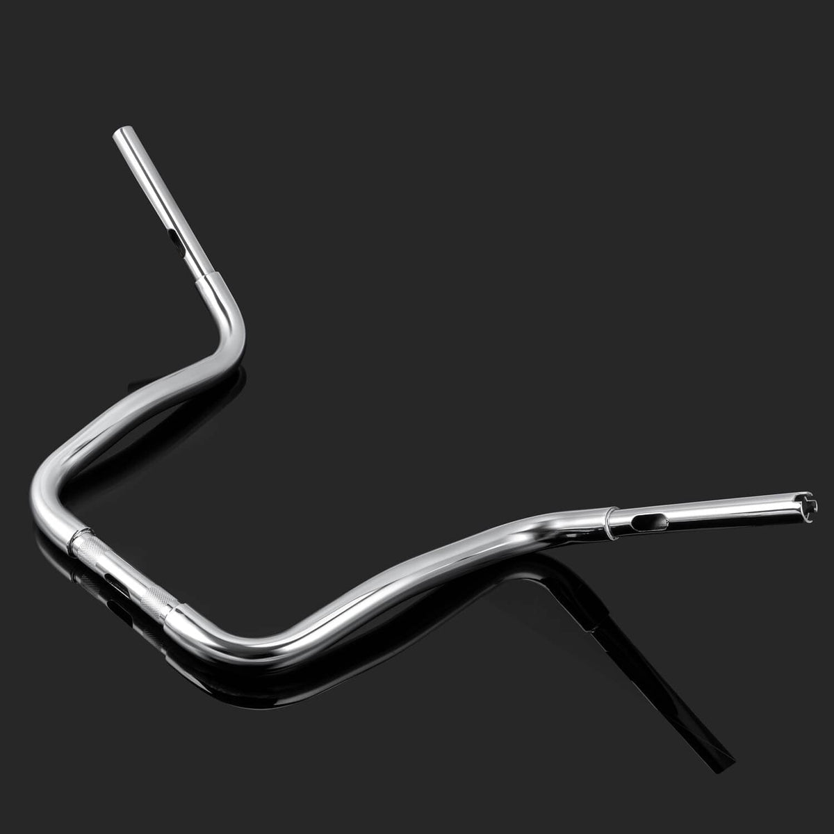 Chrome curved ape hanger handlebar with mounting bend