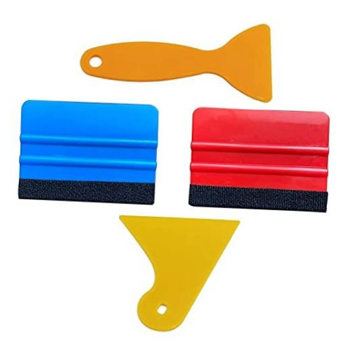 Vinyl wrap felt edge squeegee set: orange, blue, red, yellow plastic handles