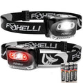 2-pack black LED headlamps with adjustable straps, one front white beam and one red beam