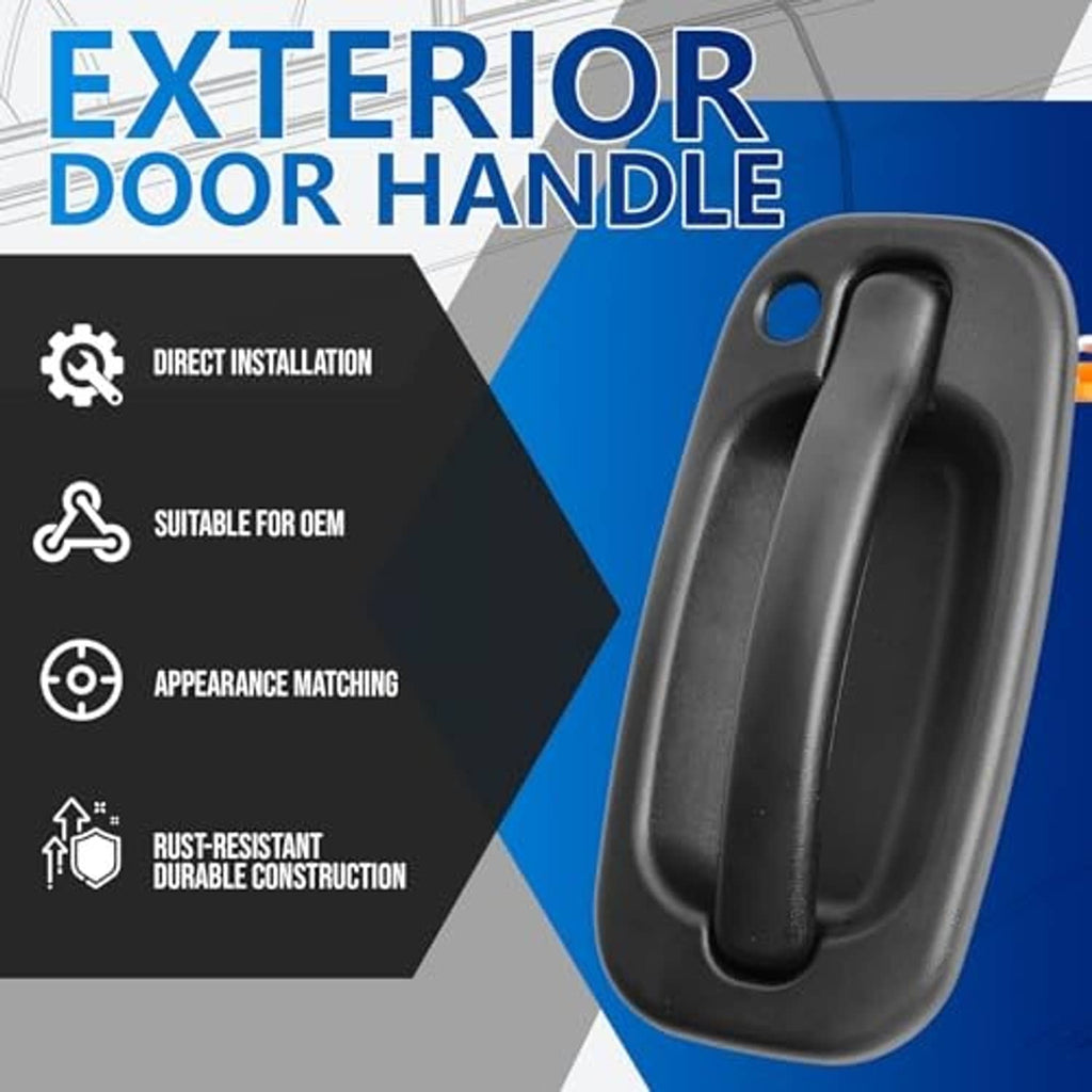 Black exterior door handle with ergonomic curved grip and keyhole