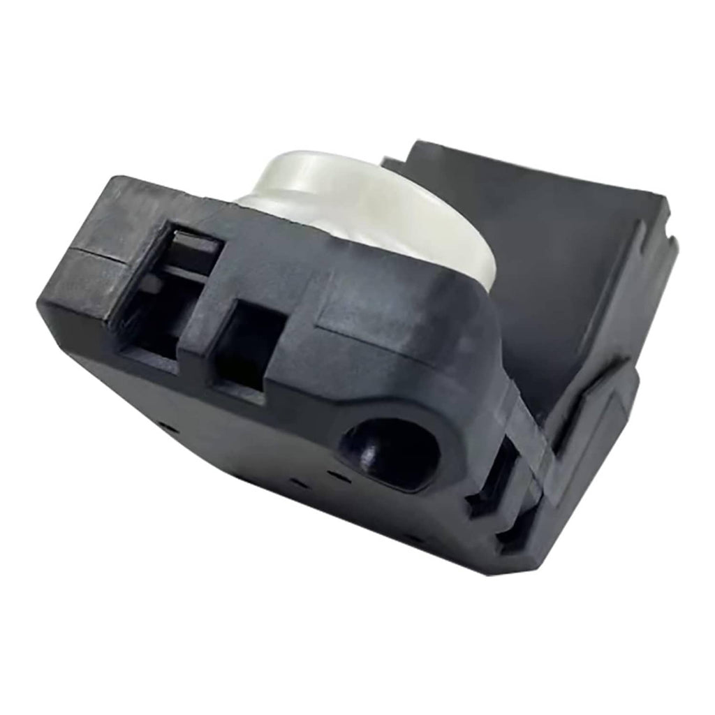 Ignition starter switch with white actuator and black latch-style housing