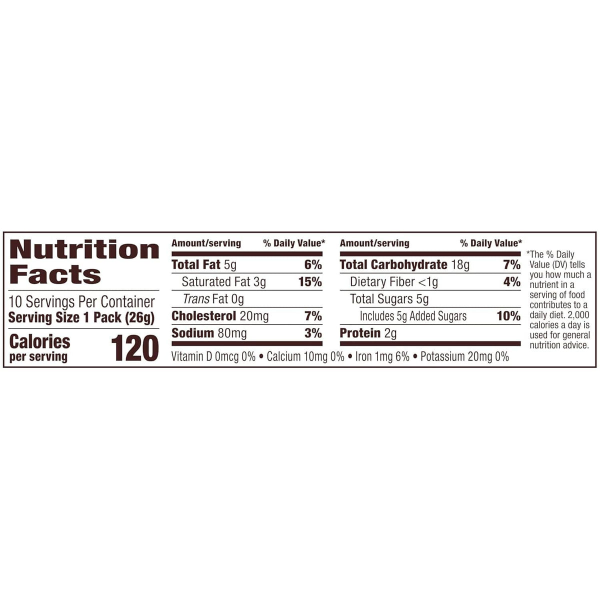 Nutrition Facts panel for butter chess-shaped cookies
