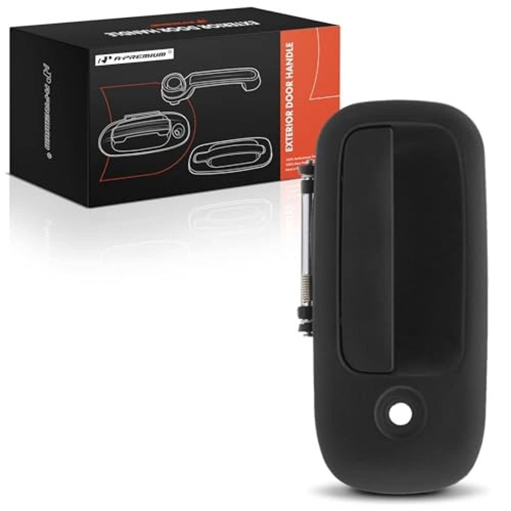 Black exterior door handle with retail box, passenger-side front-right