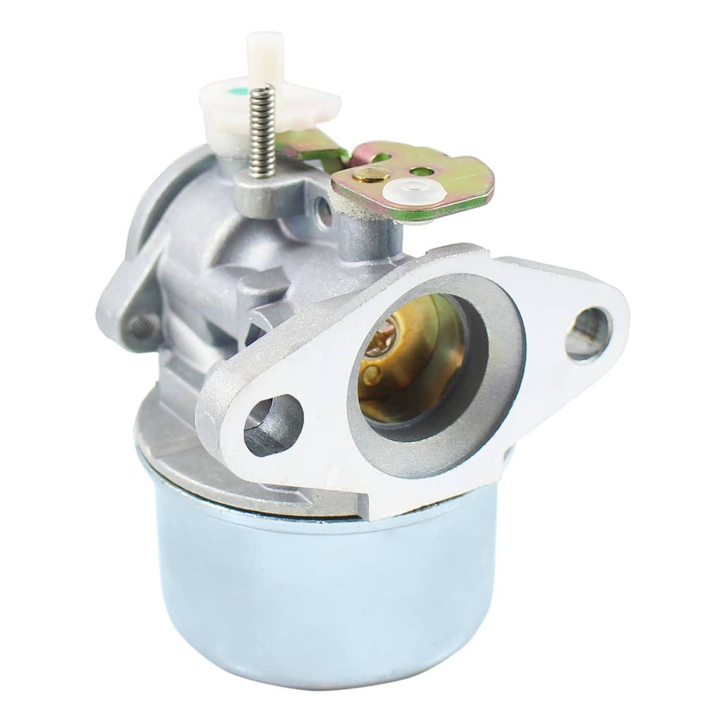 Carburetor assembly with top mounting screw and round intake, metallic and white