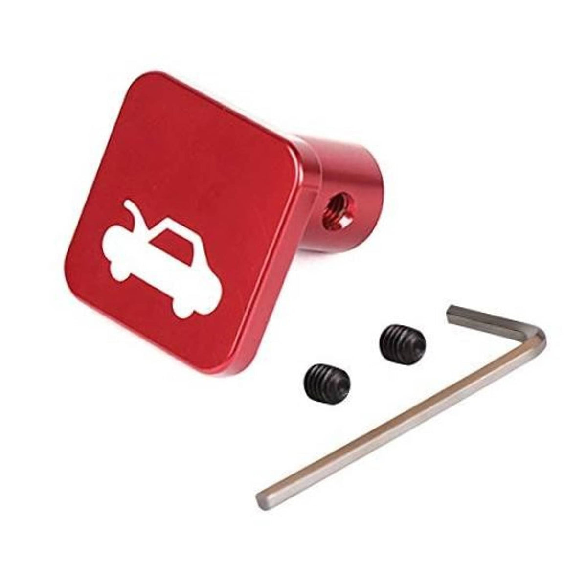 Red hood release latch handle replacement with wrench icon and mounting screw hole