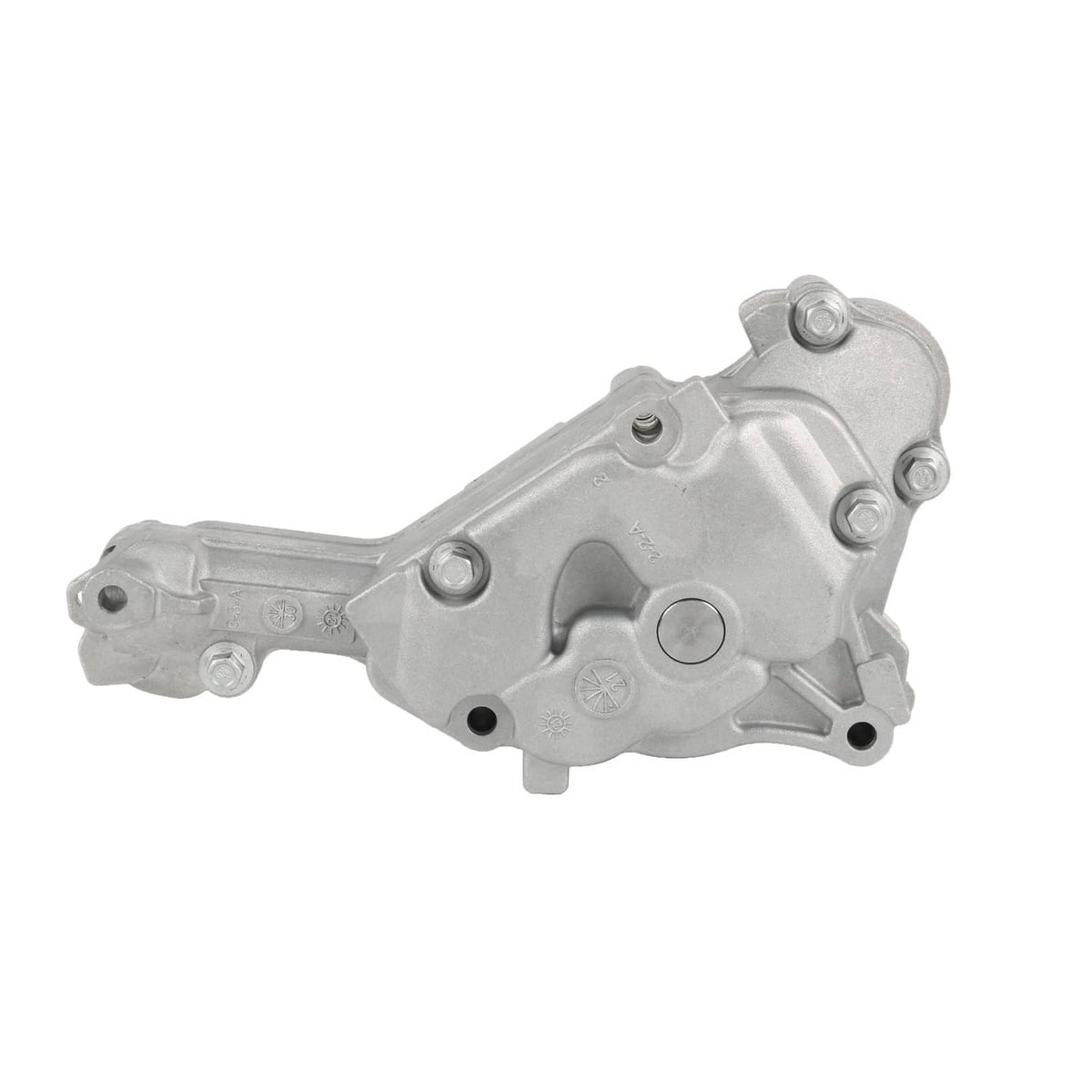 Oil pump assembly with mounting bosses and oil passage openings, aluminum body