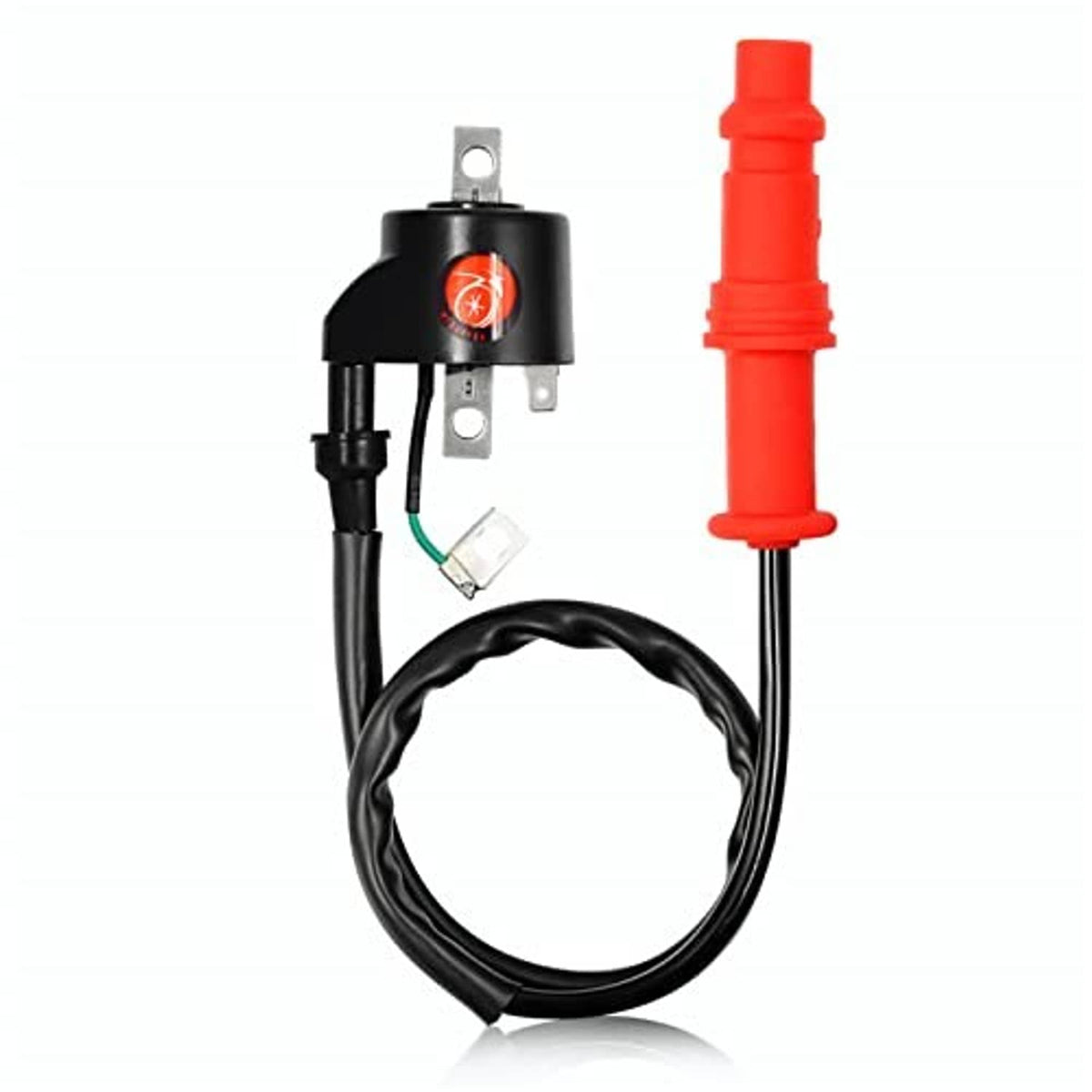 Ignition coil and CDI box kit with ignition module, spark plug, and red boots