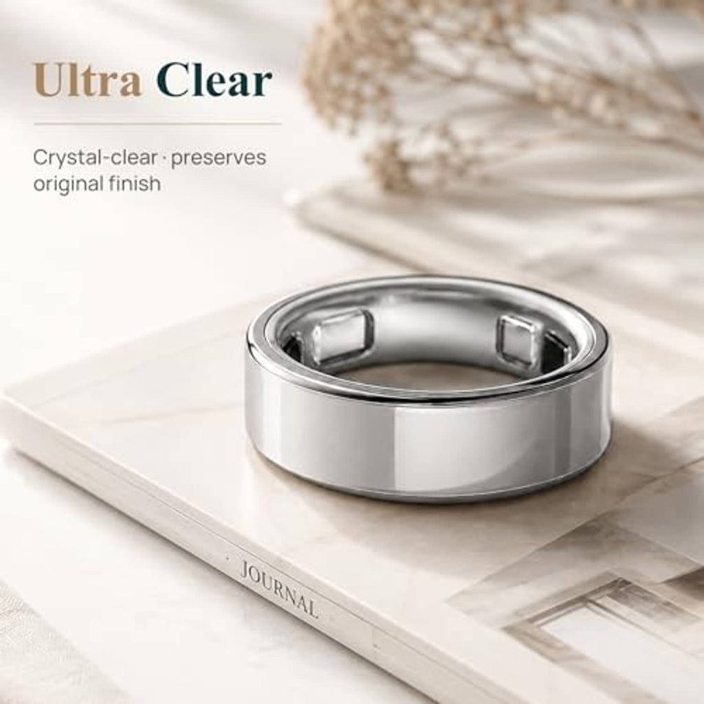 Ultra-clear protective film on ring, preserving the original smooth finish