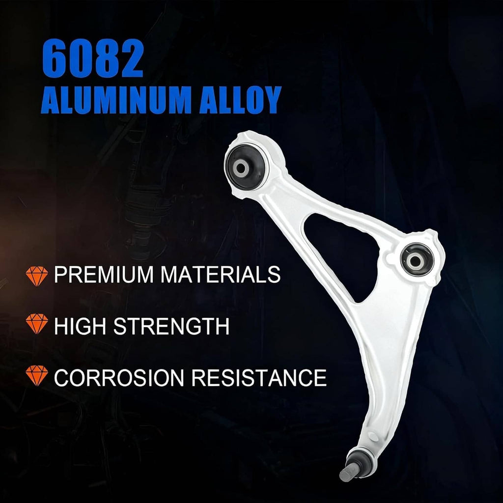 Aluminum lower control arm ball joint in white with two bushing ends