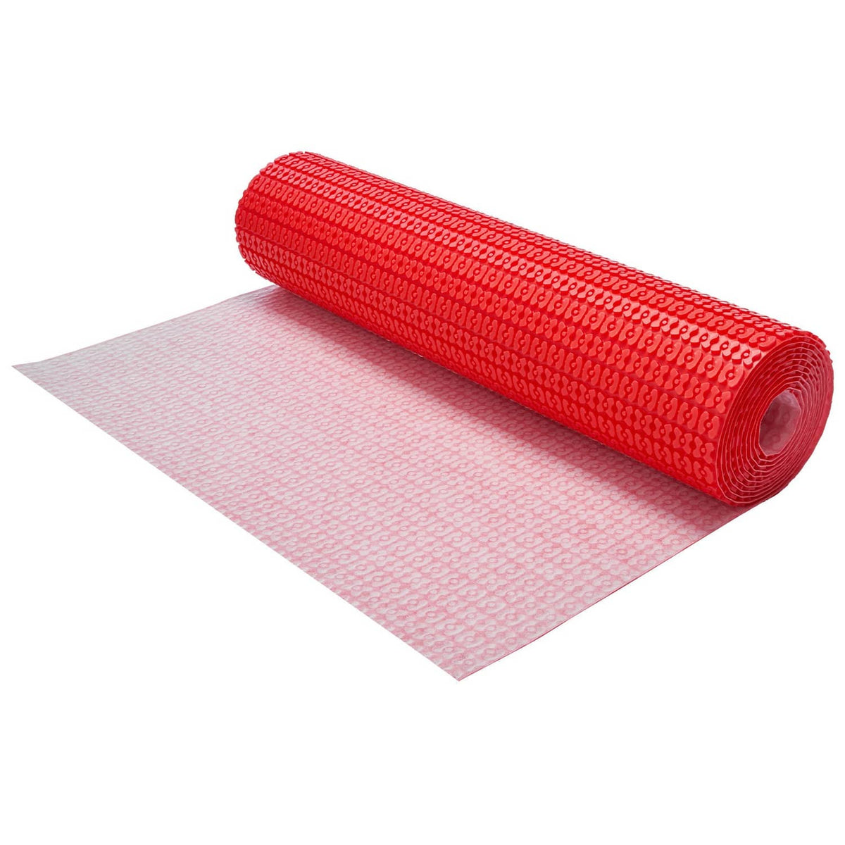 Floor heating mat roll with red radiant mesh sheet backing