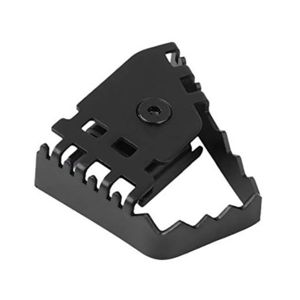 Black motorcycle brake pedal lever extension bracket with serrated grip pads