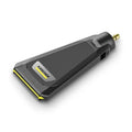 Universal pressure washer nozzle, black and gray with yellow edge trim and brass fitting