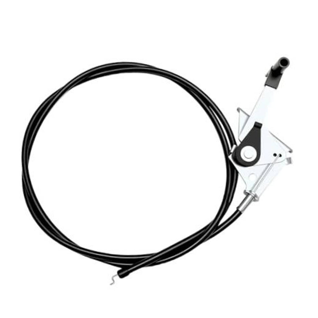 Throttle control cable assembly with black cable and white throttle bracket