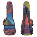 Padded tenor ukulele gig bag backpack with colorful geometric pattern and dual straps