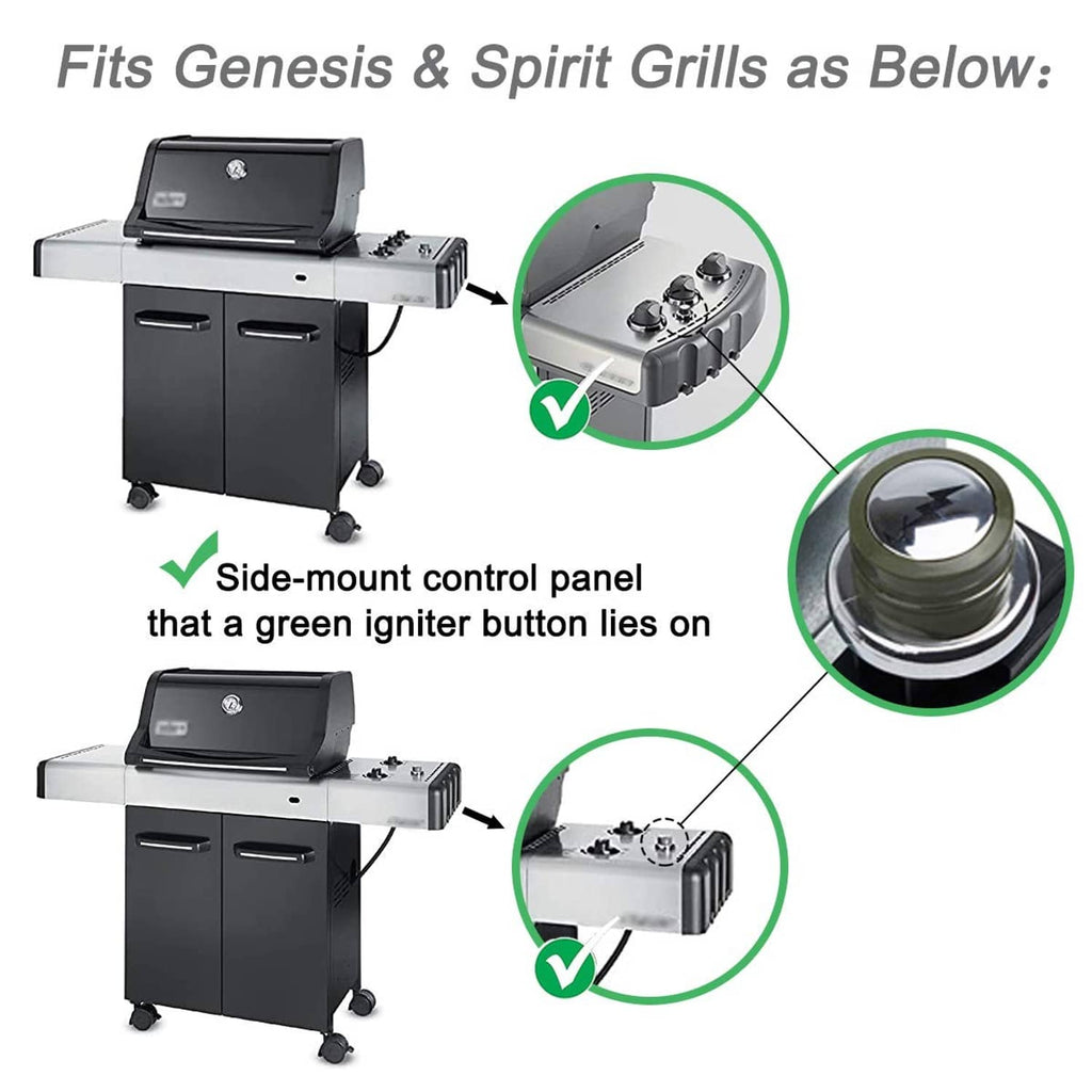 Igniter kit showing side-mounted control panel with chrome push-button igniter