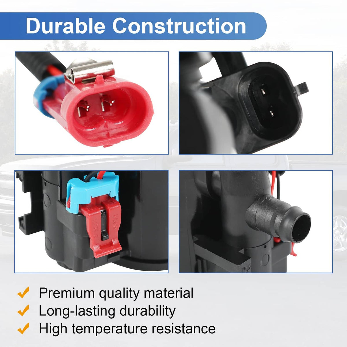 Evap vent solenoid with detailed red connector clips and black electrical housing