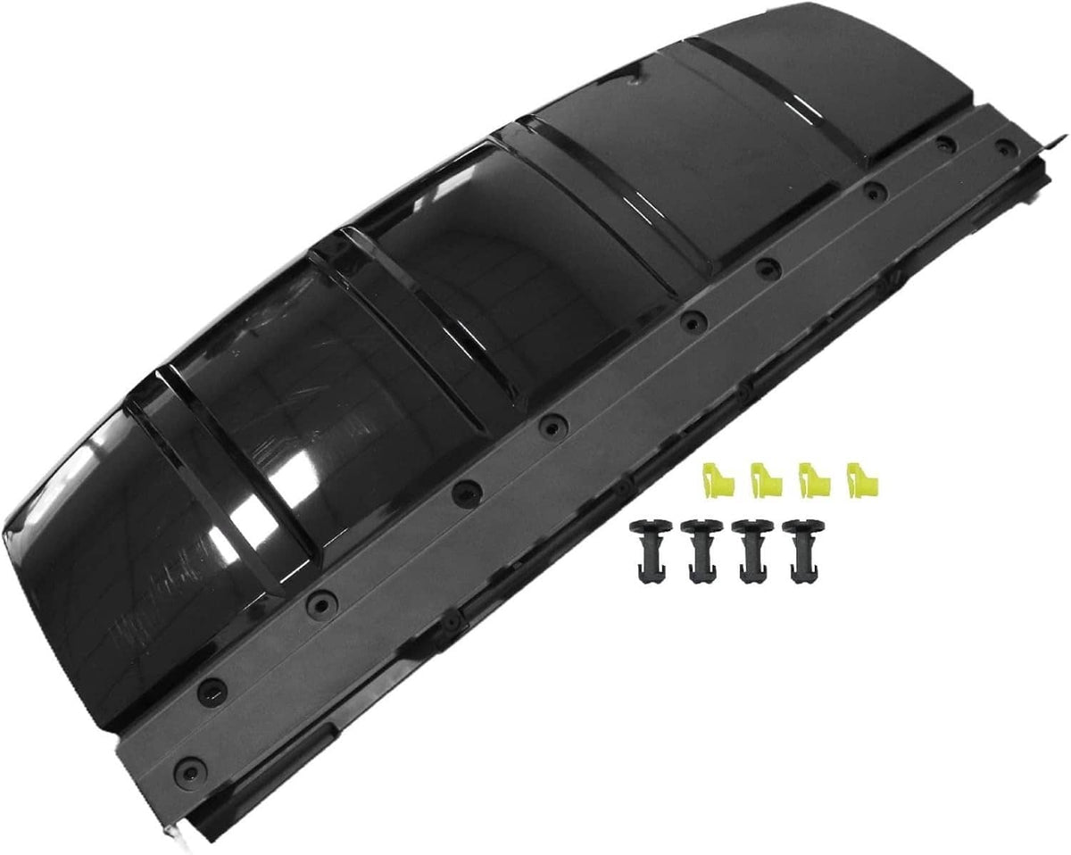 Black skid plate trim panel with screw holes and included fasteners