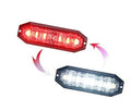 Red and white LED emergency strobe grille light, rectangular lens with mounting holes