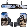 UTV center mirror bar with two adjustable side mirrors and mounting brackets