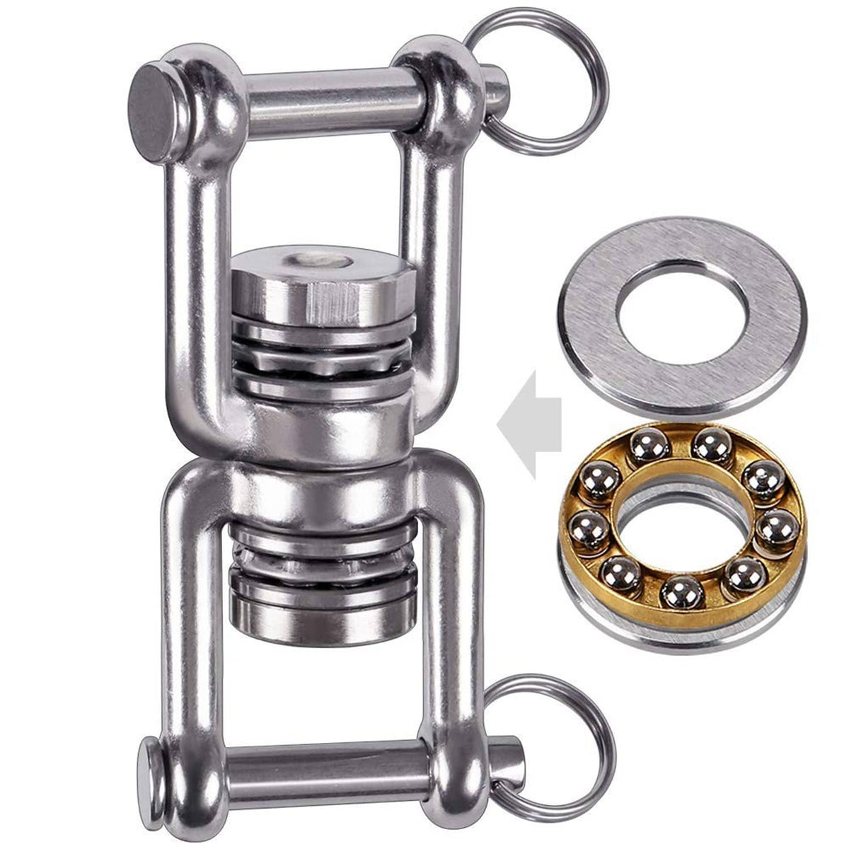 Stainless steel hammock swing hanger with two swivel hanging rings and bearing