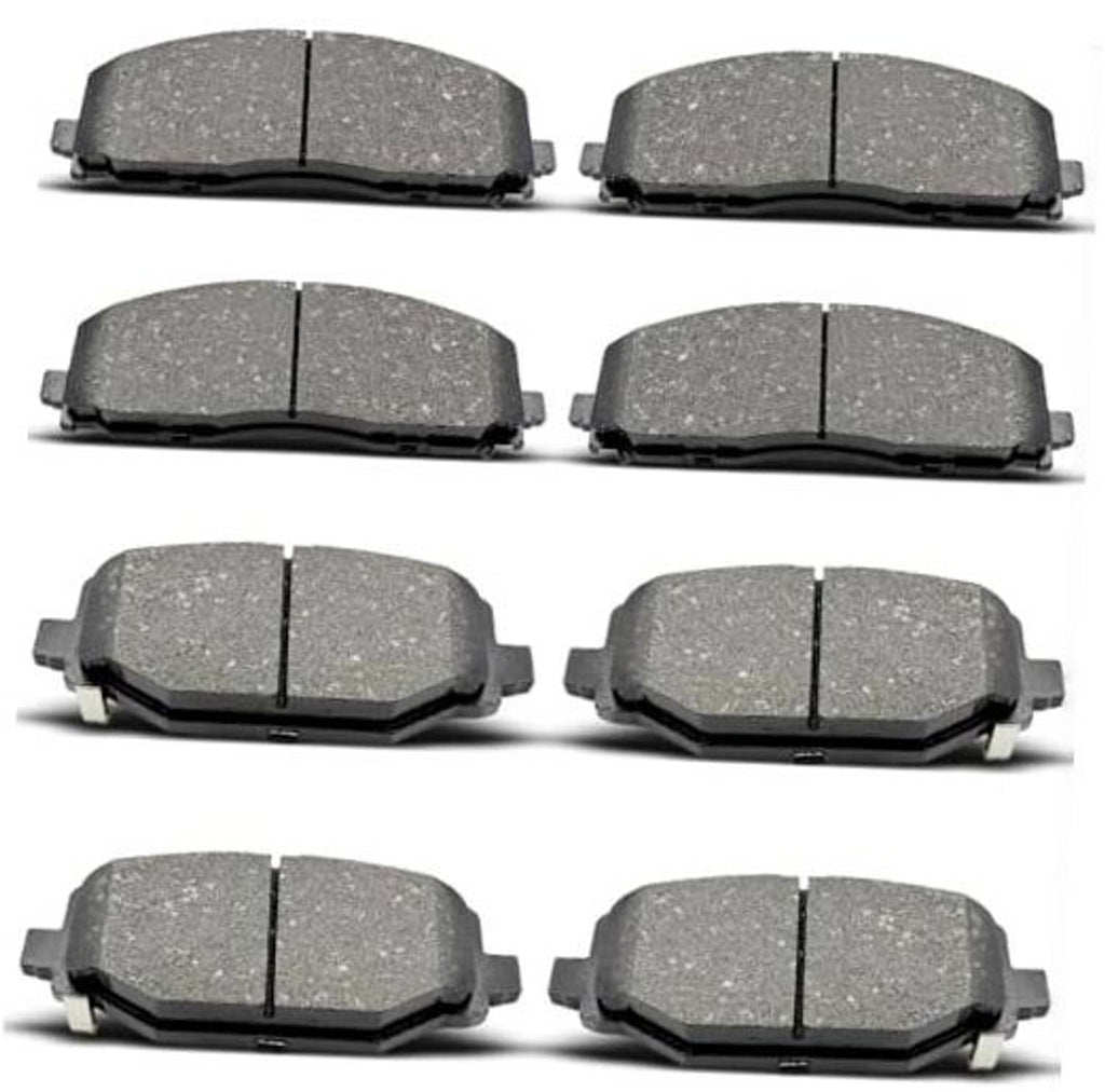 Ceramic brake pad set, eight gray pads with metal tabs