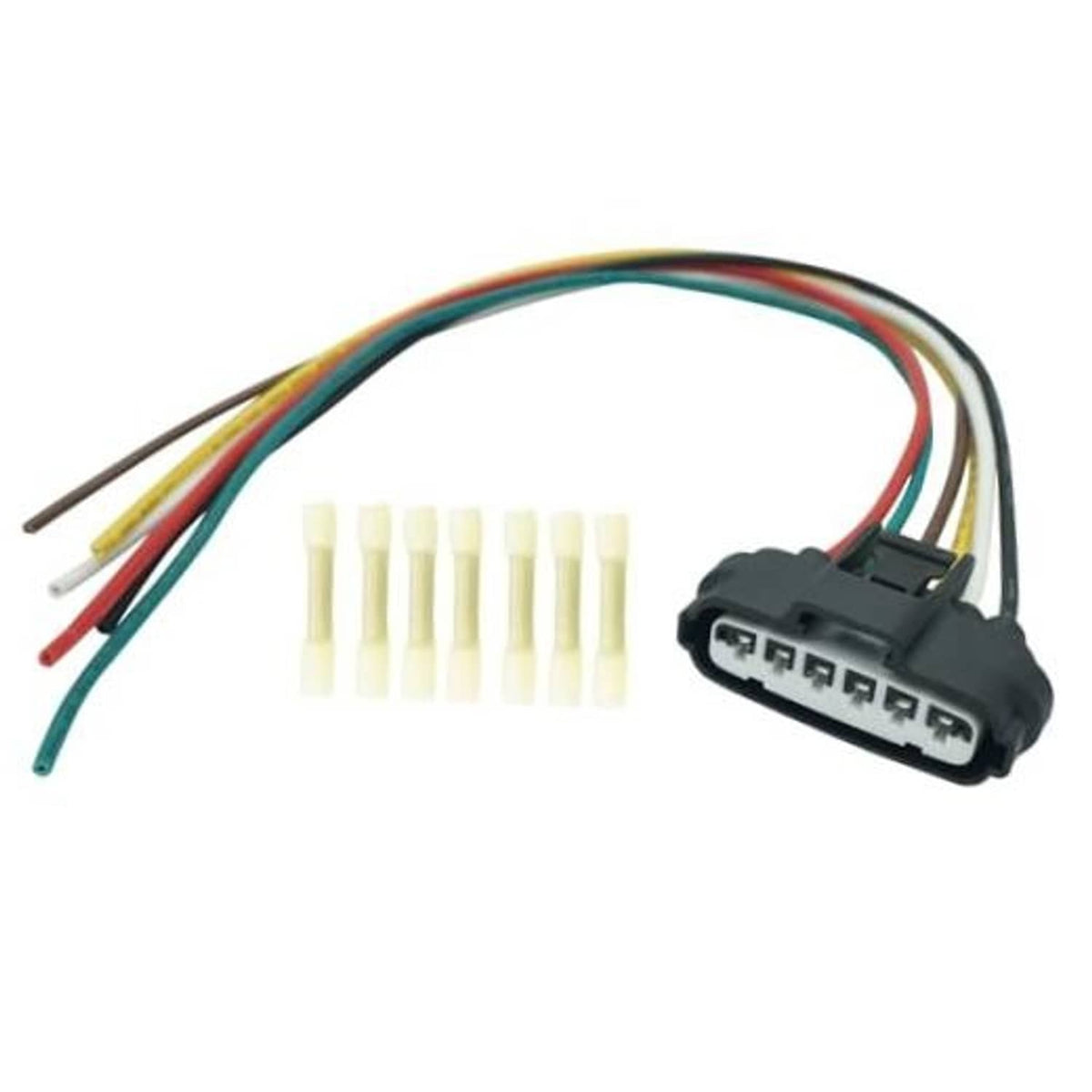 Throttle sensor connector pigtail with multicolored wires and white pin terminals