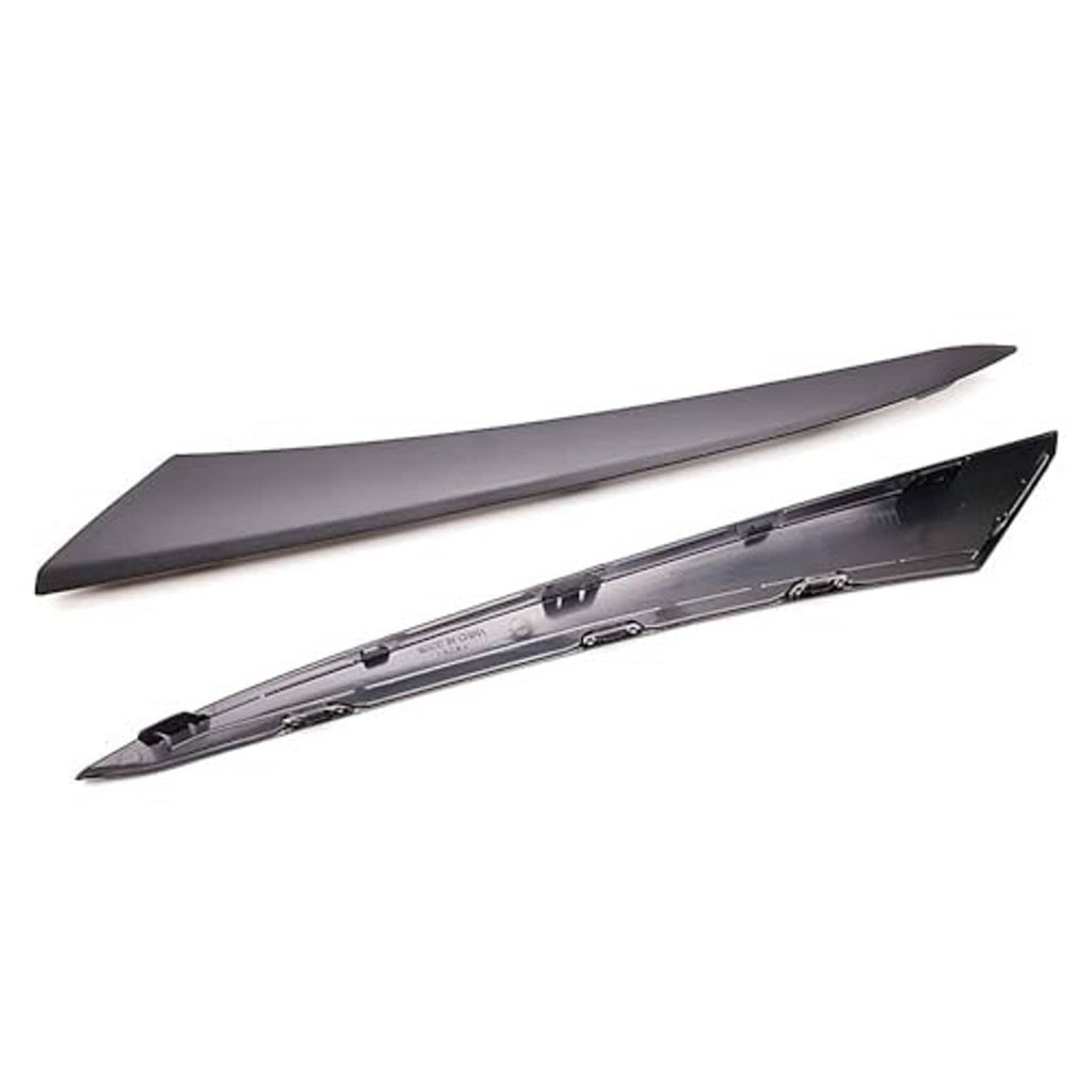 Front bumper trim strips, matte black top cover with underside mounting frame