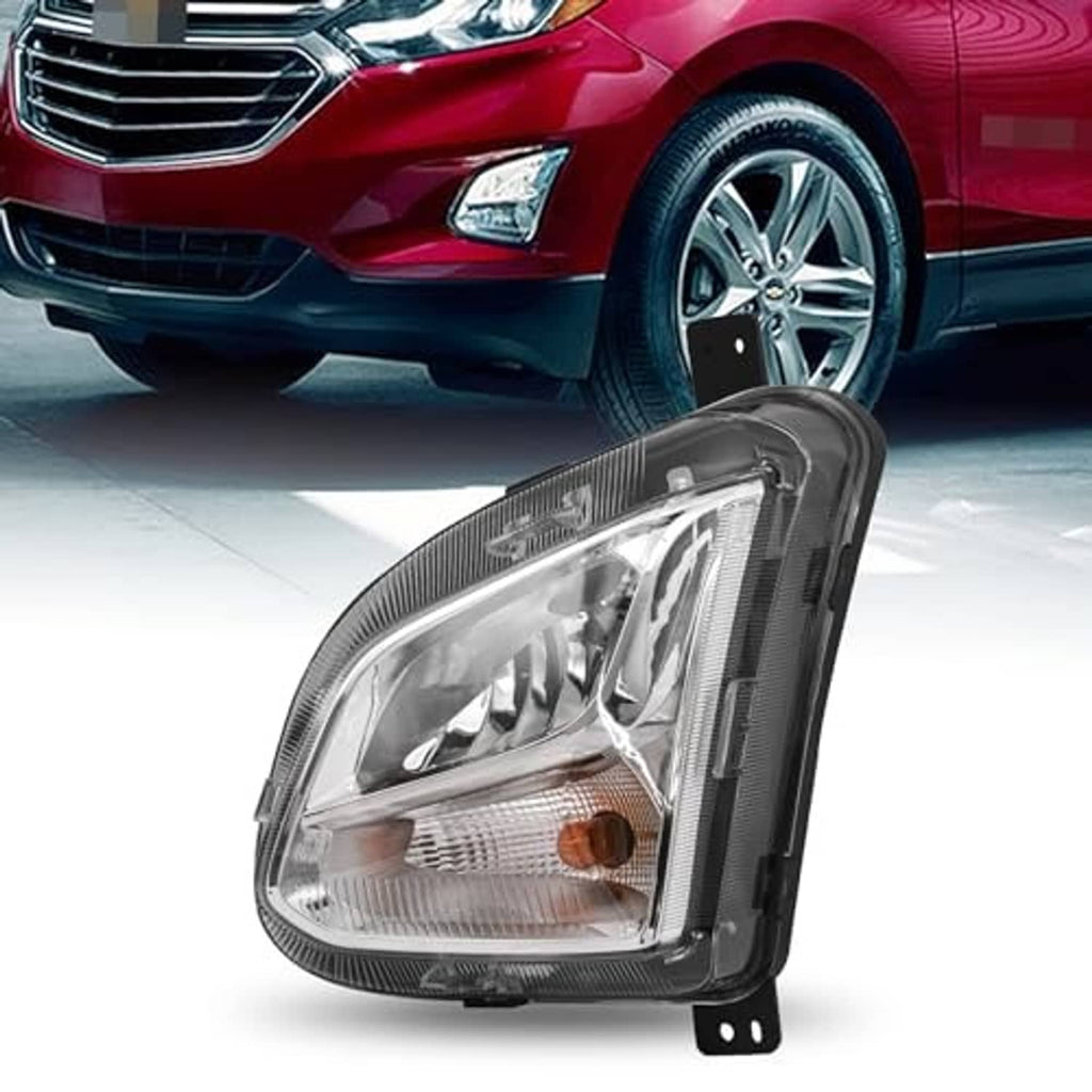 Front fog light assembly with clear lens, chrome reflector, and mounting bracket
