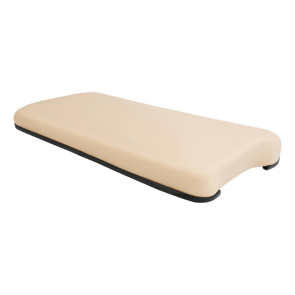 Beige golf cart seat bottom cushion with black underside edge trim