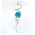 Blue glass orb spiral tail wind spinner with hanging chain