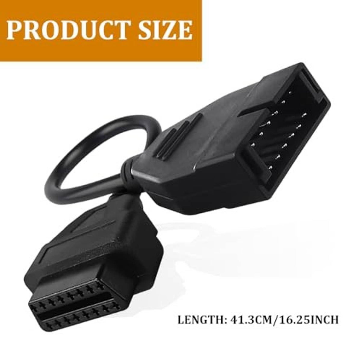 Black OBD1 12-pin to OBD2 16-pin scan adapter connector cable, two-way plugs